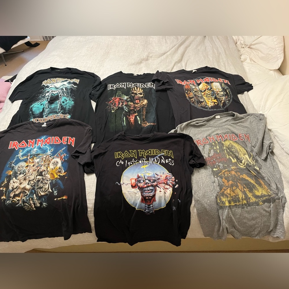 Lot of 8 vintage IRON MAIDEN black concert Shirts XL